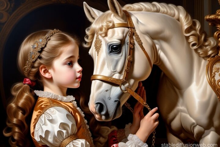 tableau cheval et jeune fille